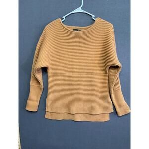 Rachel Zoe Women’s Knit Sweater S Brown Cotton Blend Textured Pullover Boho